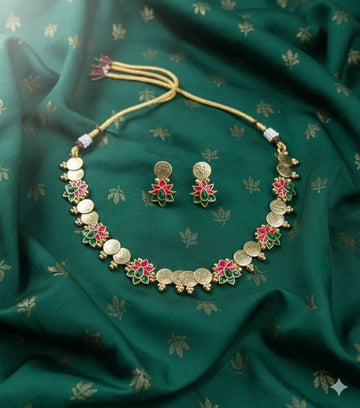Coin and Lotus Necklace