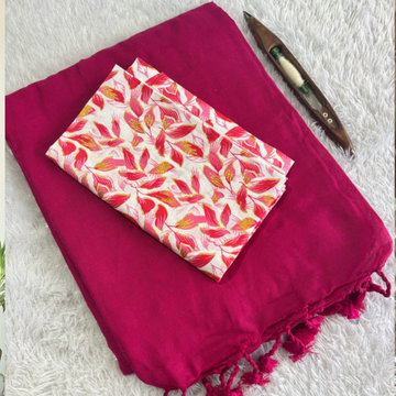 Khadi cotton Saree with printed blouse.