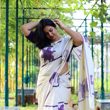 Lavender Stripes :  Pure Cotton Digital Printed
