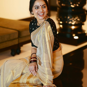 Linen Tissue Gold Saree