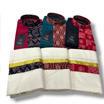 Men's Abstract Printed Shirt & Mundu combo