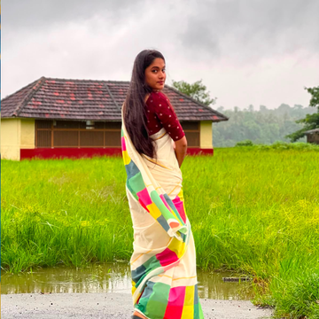 Madras Check Saree : Pure Cotton Digital Printed