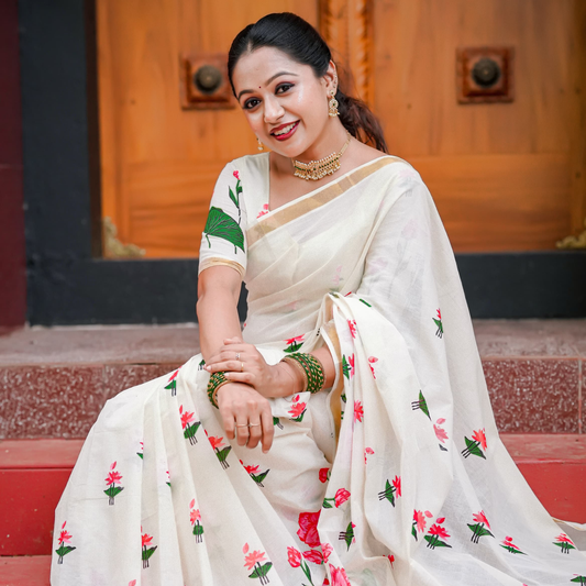 Small Lotus Set Saree