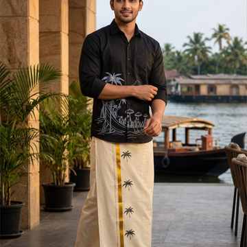 VALLAMKALI THEAMED SHIRT And MUNDU COMBO SET.